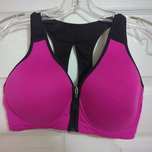 Reebok zip front, racerback sports bra - Size M